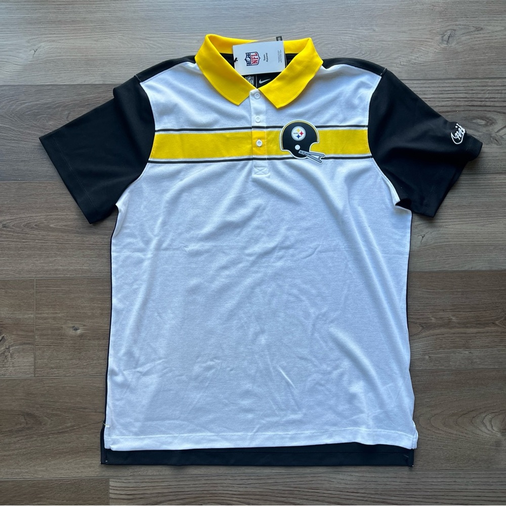 Mens Nike Pittsburgh Steelers Vintage Polo Shirt White NFL
